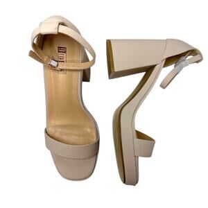 Nude Block Heel Sandals Women’s 8.5 Open Toe Ankle Strap Dress Shoes NEW IDIFU